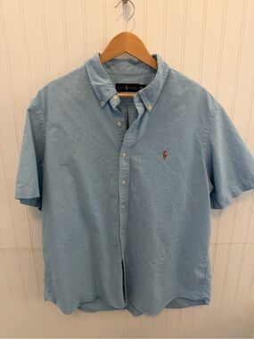 Ralph Lauren Light Blue Short-Sleeve Button-Down Oxford Shirt